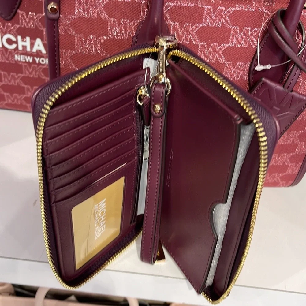 Michael Kors Jet Set Travel Large Phone Case Wristlet Wallet MK Mulberry Multi - Picture 10 of 16